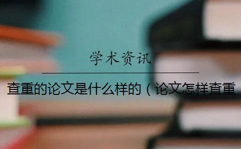查重的論文是什么樣的（論文怎樣查重_論文查重軟件）